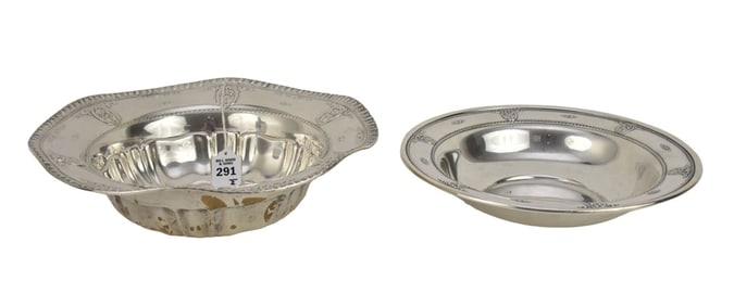 Two Wallace Sterling Silver "Rose-Point" Vegetable Bowls - Wallace Sterling, Rose Point pattern.