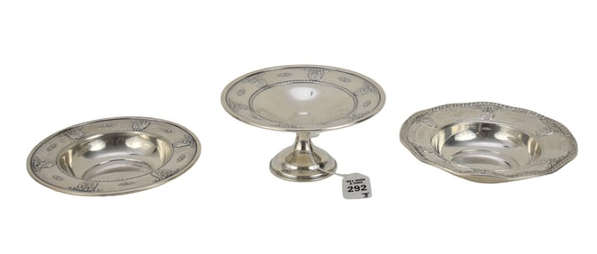 Wallace Sterling Silver "Rose-Point", Compote & Two Bowls - Wallace Sterling, Rose Point pattern.