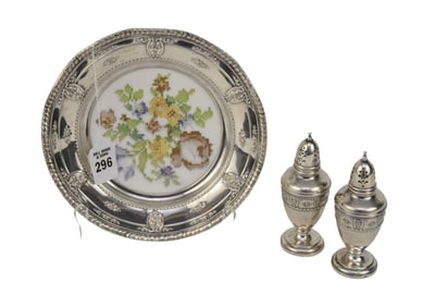 Wallace Sterling Silver ROSE POINT "Needlepoint" Dish & Salt & Pepper Shakers - Wallace Sterling,