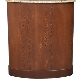 Custom Pedestal/Stand, oval Walnut bentwood form with Granite top,  39"h x 35"w x 15"d