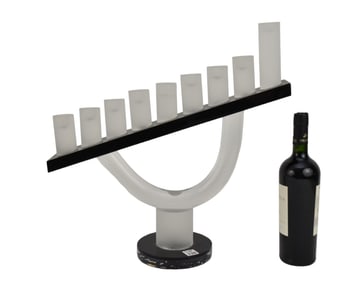 Mid-Century Modernist Lucite Menorah Sculpture - Circa mid-20th century. An abstract, asymmetrical