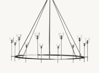 Restoration Hardware Torche De Verre 12 light Polished Nickel Chandelier 64" dia.