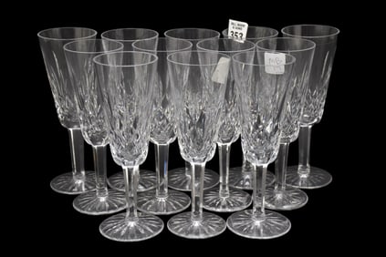 12 Waterford Crystal Lismore champagne flutes