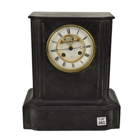 Tiffany & Co French Slate Mantel Clock, C. 19th century -  A slate cased mantel clock, dial marked