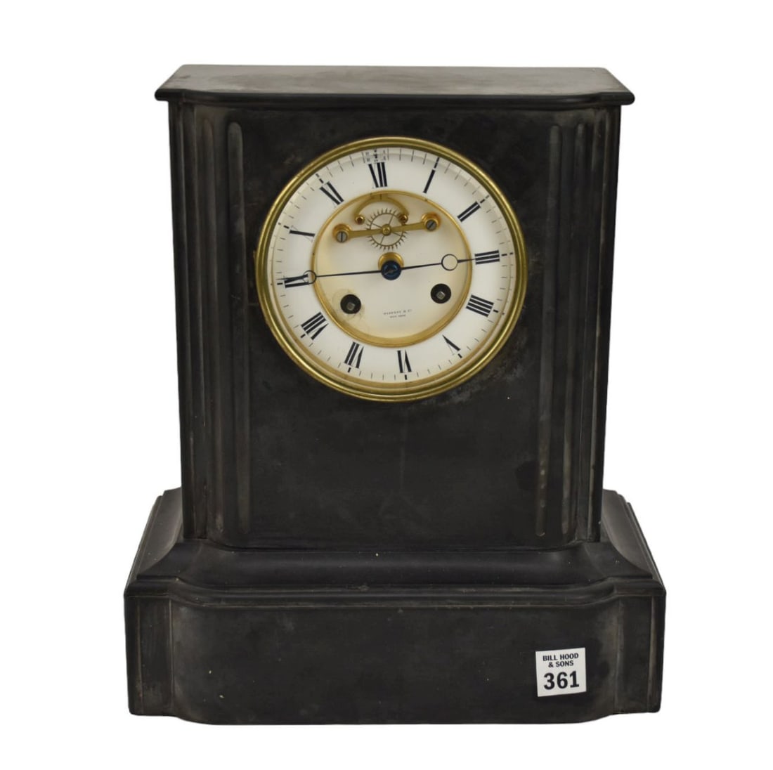 Tiffany & Co French Slate Mantel Clock, C. 19th century -  A slate cased mantel clock, dial marked (1 of 8)