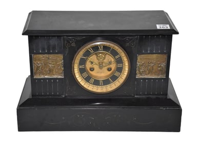Marti & Cie French Slate Mantel Clock, C. 19th Century - A French mantel clock with a slate case,