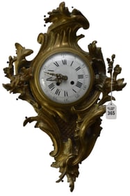French Gilt Bronze Cartel Wall Clock - A French gilt bronze Rococo style Cartel clock, the case with