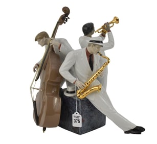 Lladro Porcelain "Jazz Trio" Figurine - Lladro, Spain. A porcelain figurine depicting thee Jazz