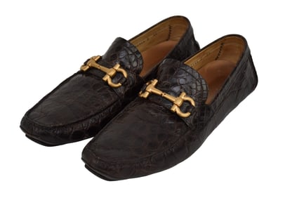 Men's Ferragamo Faux Alligator Shoes, Size 11, Like New