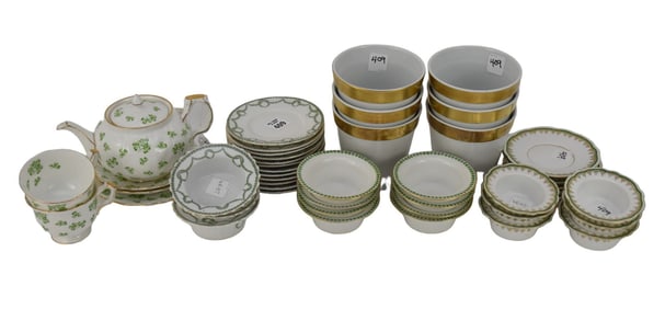 Collection of Assorted Porcelain, Ramekins & Liners, Dessert Set, Teapot & 6 White & Gold Porcelain