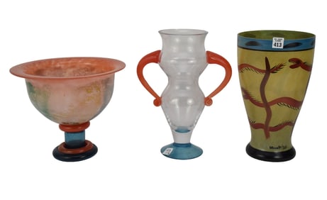 Three Kosta Boda Swedish Art Glass Vases - Group of art glass by Kosta Boda, Sweden. All pieces
