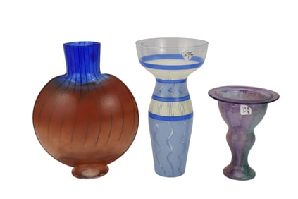 Three Kosta Boda Swedish Art Glass Vessels - Group of art glass by Kosta Boda, Sweden. All pieces
