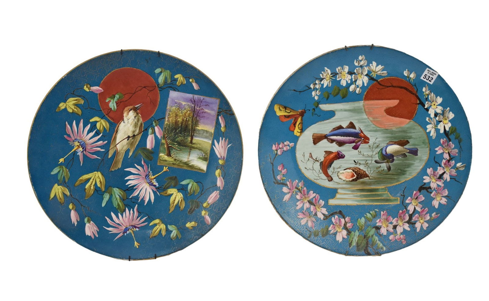 Two Antique French Creil-Montereau Faience Chargers - Two hand-painted earthenware Japonais motif (1 of 7)