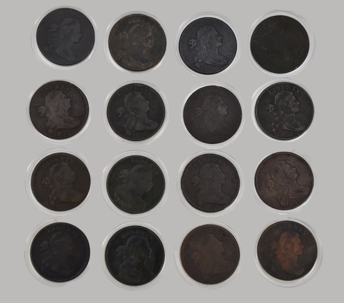 (16) 1796 -1807 Draped Bust Large Cent.  1796, 1798, 1800, (2) 1801, (3) 1802, (4) 1803, 1805, (3) (1 of 10)