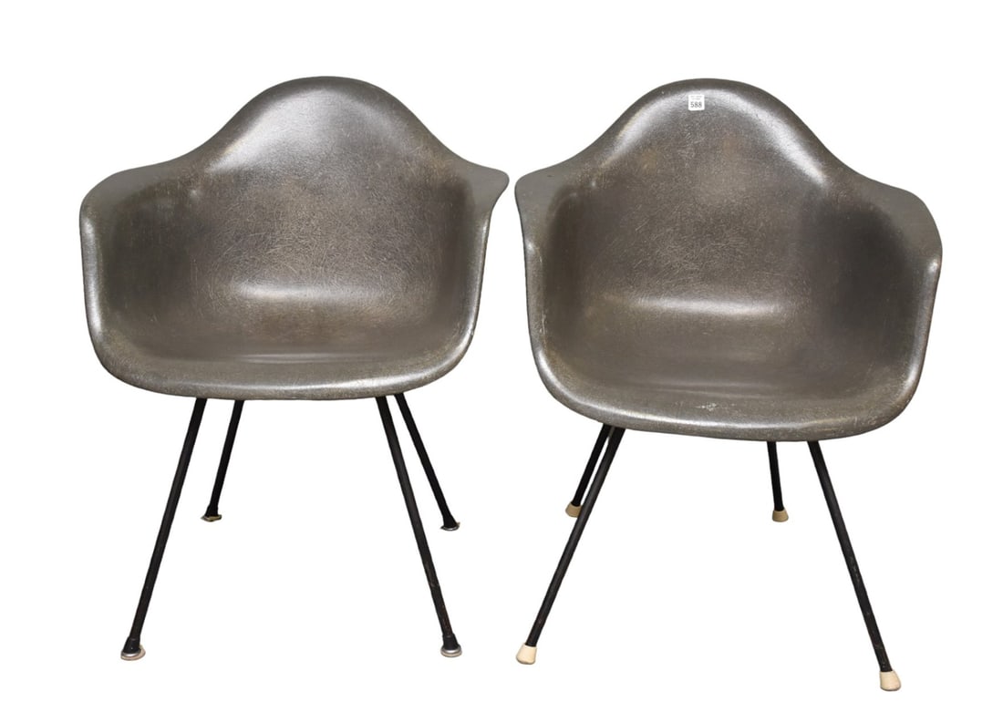 Pair 1950's Herman Miller For Eames Fiberglass Chairs 30 1/2"h x 24"w x 19"d (1 of 6)