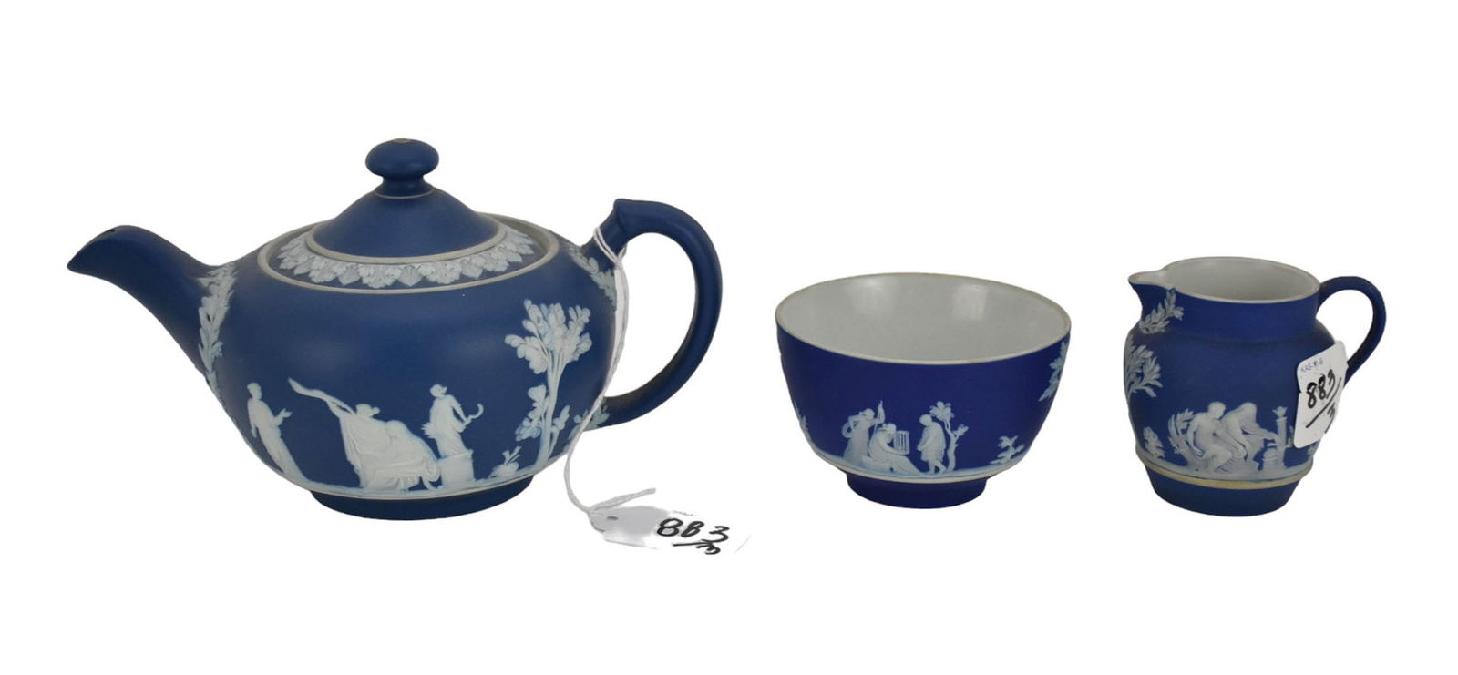 3pc. Tea Set, Wedgwood, Blue Jasperware (1 of 4)