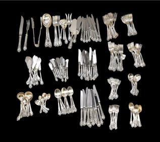 Peruvian Sterling Flatware Set "Boston" Pattern, Camusso Made in Peru, incl; 24 dinner forks, 12