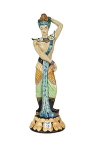 Goldscheider Chinese Ceramic Dancer, Goldscheider Artist Signed on Bottom, 17