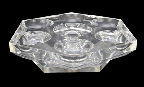Vintage MCM Lucite Lazy Susan, C. 1970s -  A clear Lucite turning lazy susan, hexagonal shape with