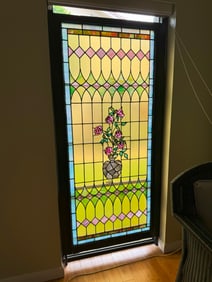 Large Floral Victorian Style Stained glass window.  78??H x 34 ½??W
