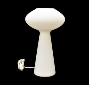 Mid-Century Italian Mushroom Form Opaque Glass Table Lamp - Mid-20th Century. A MCM elongated