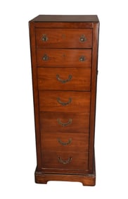 7 Drawer Campaign Style Chest, 51"h x 15"w x 16"d