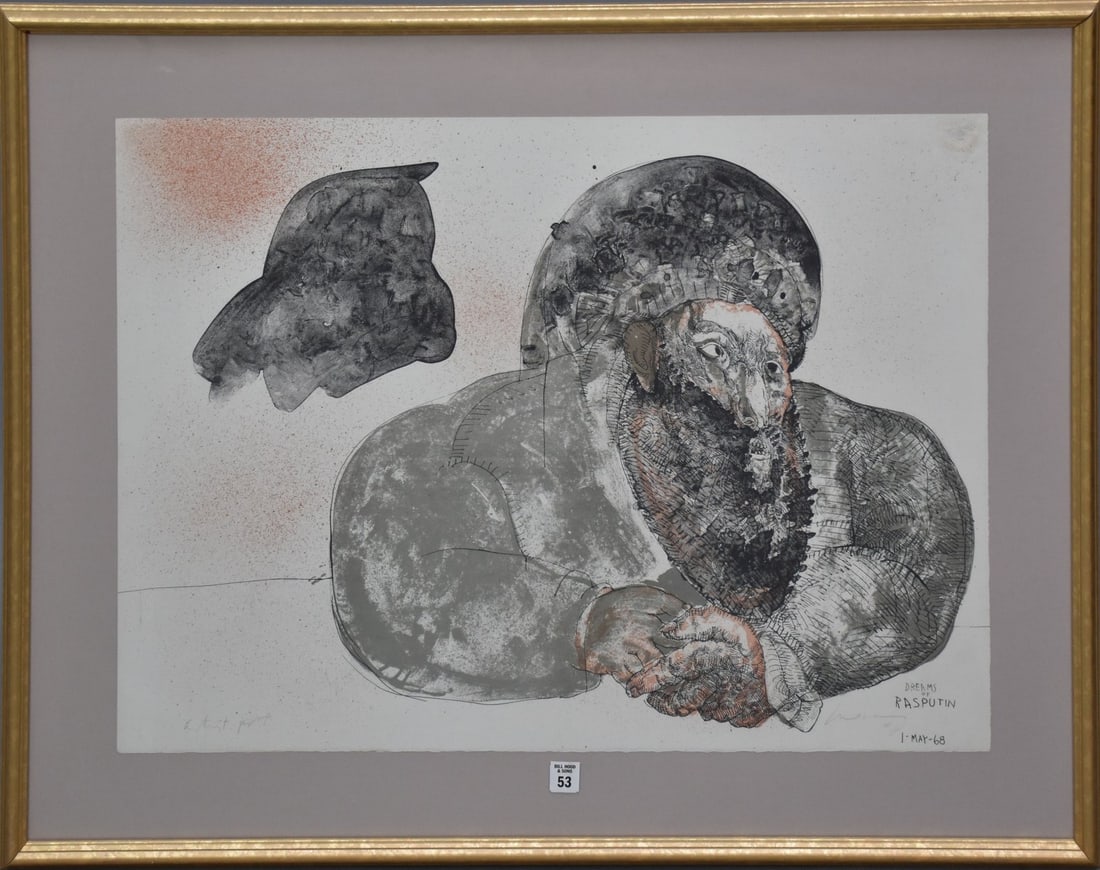 José Luis Cuevas (MEXICAN, 1933–2017) lithograph, "Dreams of Rasputin" 1968, AP, hand signed in (1 of 7)