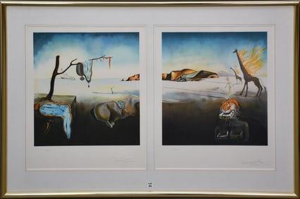 Salvador Dali - "Dreams of Venus" Diptych, two lithographs, one is pencil signed; the other embossed