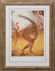 Salvador Dali "Cosmic Athlete" pencil signed limited edition lithograph.  33/225. 29-1/2 x 20 inches