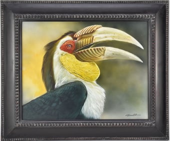Rebecca Latham (American, b.1979) watercolor, "Old Soul - Hornbill", signed lower right, 11" x 14"