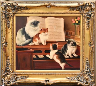 20th Century, signed P English lower right, original decorative painting, oil on canvas, small