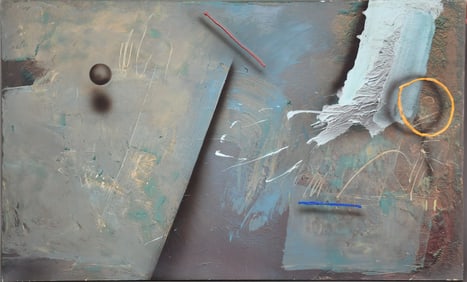 Modern Abstract, oil on canvas, signed illegibly lower left, dated '81, 60" x 36"