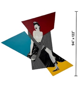 Large 50's Style Pop Art Piece. 4 sections painted on Canvas, Signed Illegibly