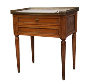 Marble Top 2 Drawer Italian Style Side Table with Pierced Gallery