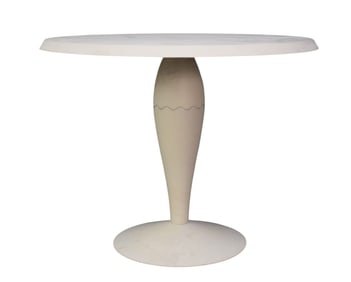 Philippe Starck pedestal table, white fiberglass, 29"H x 36"D (needs cleaning)