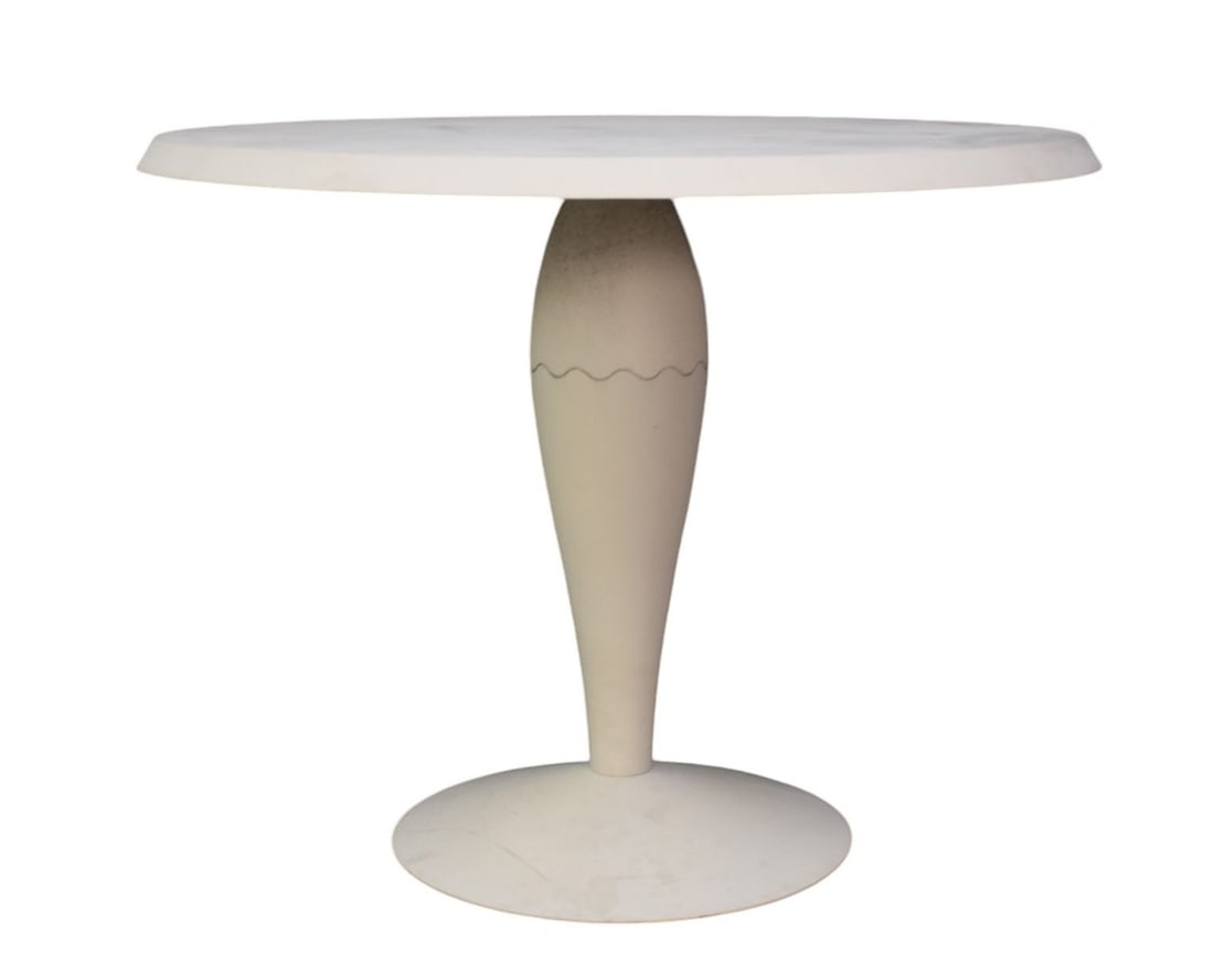 Philippe Starck pedestal table, white fiberglass, 29"H x 36"D (needs cleaning): Philippe Starck pedestal table, white fiberglass, 29"H x 36"D (needs cleaning)