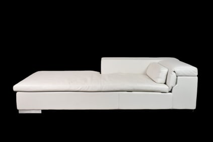 Bruno Rainaldi (Italian, b. 1952) Leather Chaise Lounge Chair, 25"H x 90"W x 39.5"D