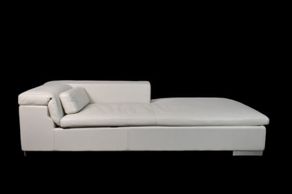 Bruno Rainaldi (Italian, b. 1952) Leather Chaise Lounge Chair, 25"H x 90"W x 39.5"D