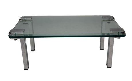 Side Table/Coffee Table with Chrome Legs, Beveled Glass Top (Not Original)