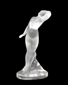 Lalique Crystal Nude Female Figure, 9 1/2"h