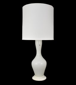 Murano Art Glass Lamp, White 1960's, 43"h (top of harp)