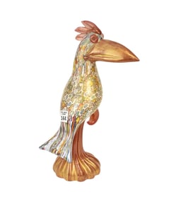 Murano Millefiori Art Glass Toucan with Gold Fleck Accents, 13"h