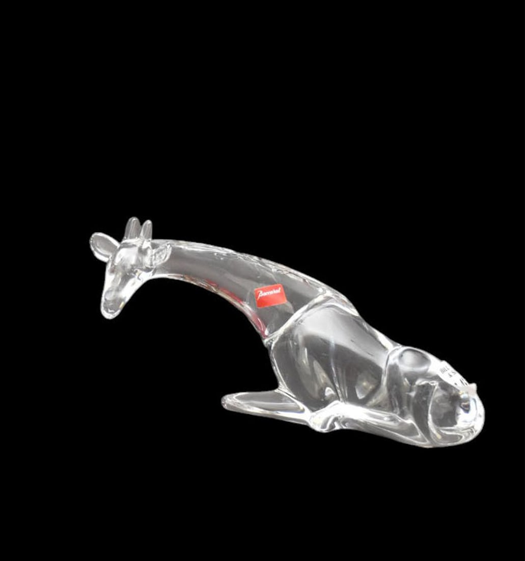 Baccarat Crystal Reclining Giraffe, 4 1/2"h x 8"w (Original Box): Baccarat Crystal Reclining Giraffe, 4 1/2"h x 8"w (Original Box)