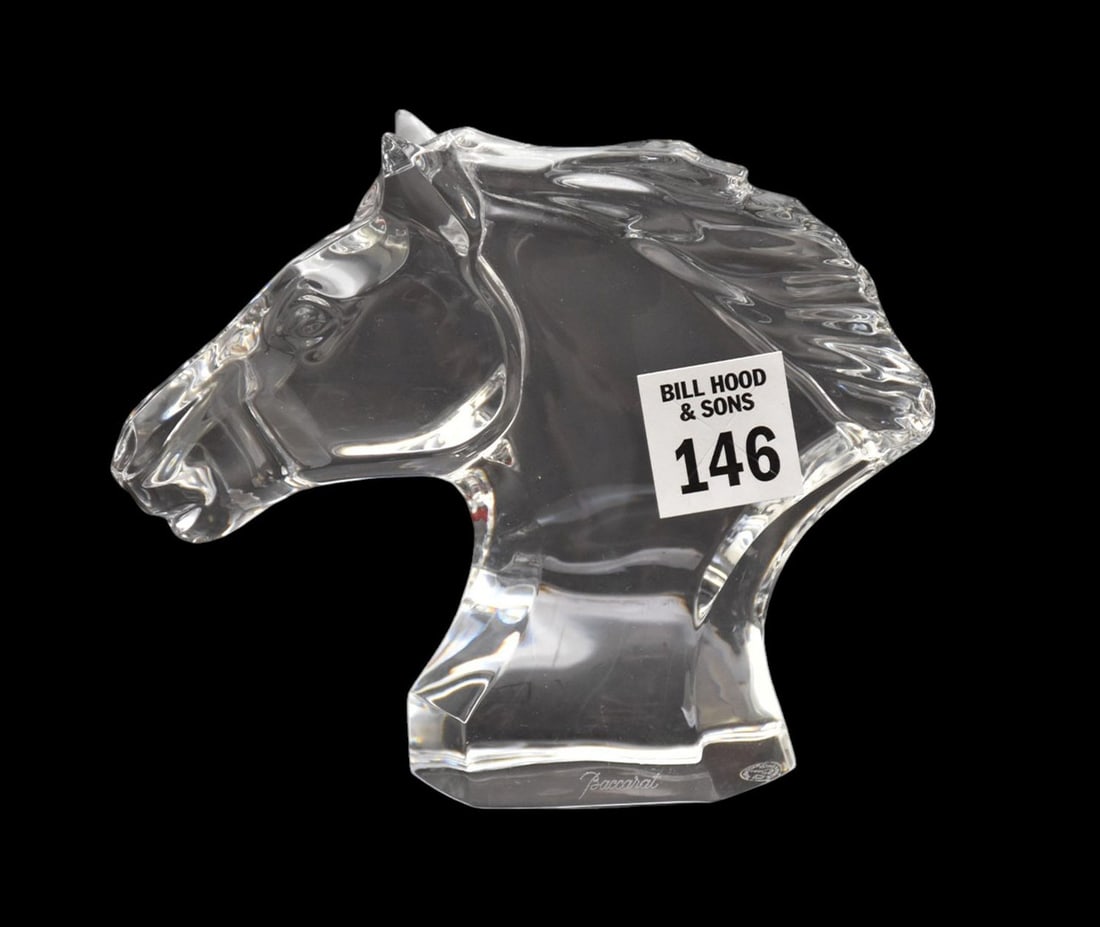 Baccarat Crystal Horse Bust, 4 3/4"h x 6"w (Original Box): Baccarat Crystal Horse Bust, 4 3/4"h x 6"w (Original Box)