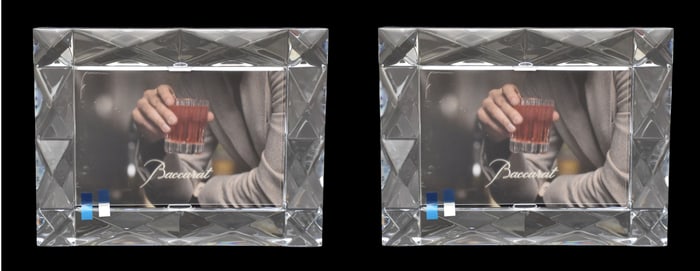 2 Baccarat Crystal Frames "Louxor", New in Sealed Boxes, 6 1/4"h x 8 1/4"w