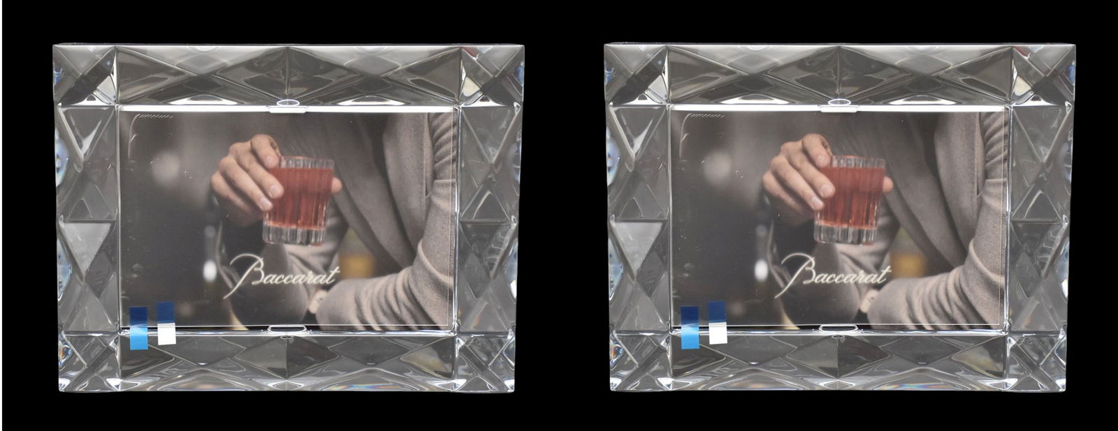 2 Baccarat Crystal Frames "Louxor", New in Sealed Boxes, 6 1/4"h x 8 1/4"w: 2 Baccarat Crystal Frames "Louxor", New in Sealed Boxes, 6 1/4"h x 8 1/4"w