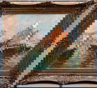 19th Century signed De Corse…… Venice Scene, relined oil on canvas, signed lower right, 24" x