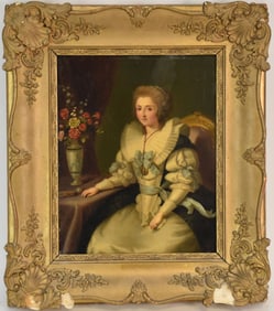 19th Century European School, portrait of Noble woman, oil on panel, unsigned, 10" x 8" panel, 14" x
