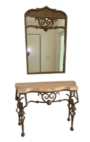 Console and Mirror in Textured Bronze Finish