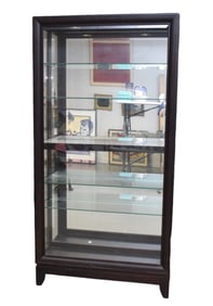 Sliding Glass Door Lighted Display Cabinet, 6 Shelves, Side Lock & Key, 7 Feet x 42"w x 14 1/2"d